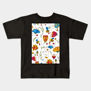 bees and flowers card Kids T-Shirt